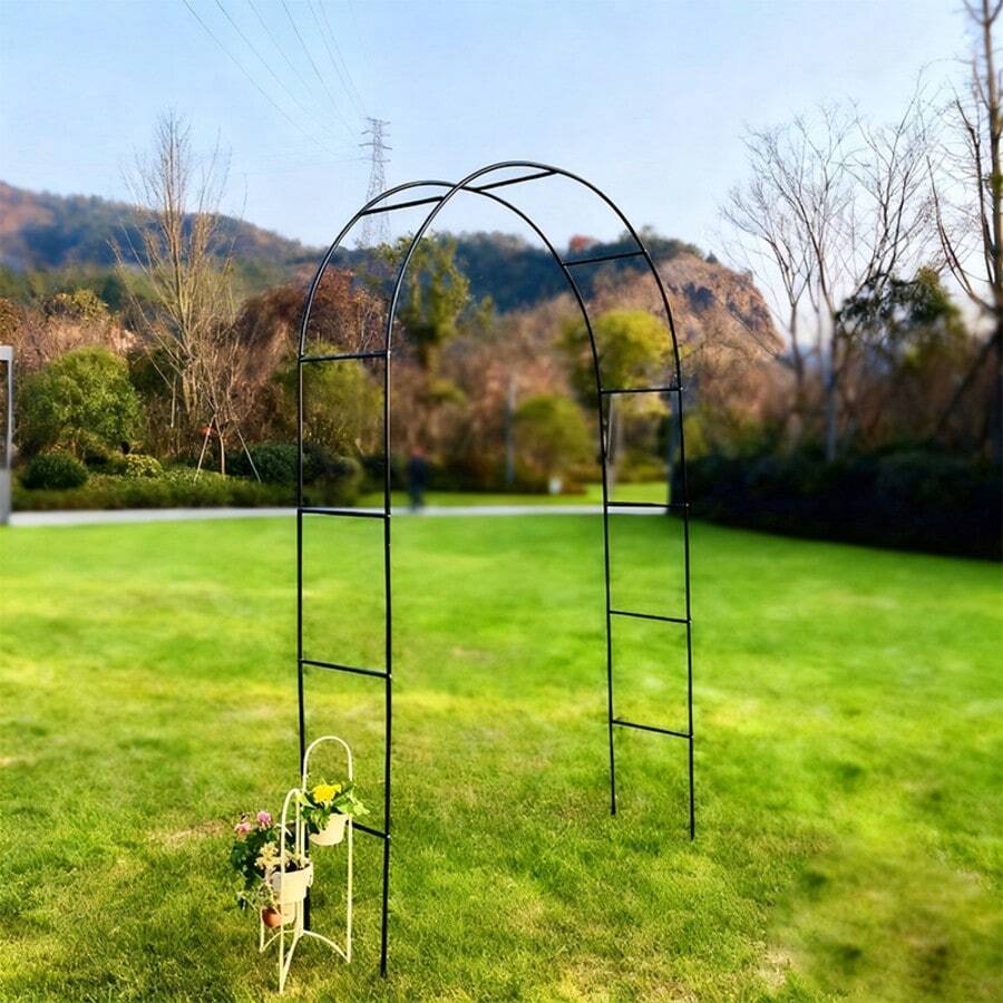 Black Metal Garden Arbour Arch Steel Frame Garden Arch For Climbing Plants, Roses, Indoor/Outdoor, Great For Backyard, Lawn, Patio, Courtyard, Wedding Decorations