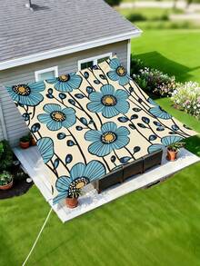 1pc Plant Leaf Floral Print Design Sunshade Awning, Outdoor Shade Cloth And Canopy, 2D Flat Printed Tent, Washable, Suitable For Garden, Camping, Beach, Yard, Poolside And More, Poles Not Included - Multicolor - View 38