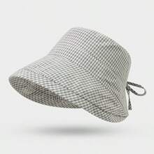 Topi Bucket Tipis untuk Wanita, Topi Bucket Kasual Musim Panas dengan Tepi Gulung Motif Kotak-kotak untuk Belanja Musim Panas, Topi Tanpa Bingkai Warna Polos - Topi Nelayan Wanita - View 14