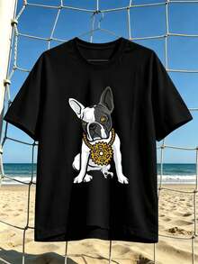 Men's French Bulldog Graphic T-Shirt, Quality Fabric, High Impact Print, Casual, Breathable. - Black - View 1