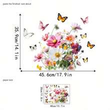 1pc New Fresh Plant Flower Butterfly Sticker Window Decal Room Glass Door Window Decoration - Colorful - View 6