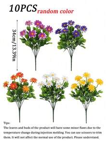 10pcs Artificial Outdoor Plastic Daisy Flower Bouquet, UV Resistant Faux Shrub Flowers, Suitable For Room Decor, Home Decor, Wedding Decor, Outdoor Decor, Party, Bridal Bouquet, DIY, Autumn Decor, Halloween, Christmas, Birthday, Mother's Day, Valentine's Day, Garden Decor - Multicolor - View 13