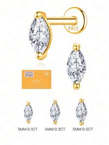 1件莫桑石耳釘 中性款 0.03-0.3CT S925純銀 低過敏耳環 婚禮珠寶 D色 VVS1淨度 - 金色 - 查看 7