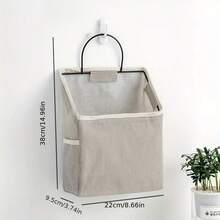 1pc Minimalist Hanging Storage Bag, Fabric Pocket Organizer For Bedroom And Bathroom, Wall-Mounted Storage Pocket, Suitable For Dorm Room Door Hanging Storage, Wall-Mounted Desktop Storage Bag - Organizer Bag - View 2