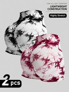 2-Piece Set Of Tie-Dyed Three-Quarter Length Athletic Shorts - White - View 1