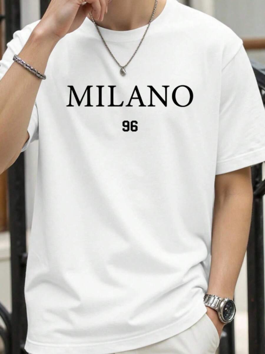 NEOREFINED Camiseta De Hombre De Hombros Caídos De Gran Tamaño Con Impresión De Letras - Blanco - Ver 1