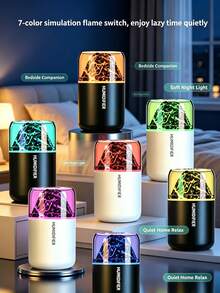 Volcanic Rock Effect Humidifier & Essential Oil Diffuser, With Color-Changing Ambient Light, Quiet Air Humidifier For Home, Bedroom, Bathroom, Hotel, Office, Home Decor Gift, High-End Aesthetic Home Decoration - Cylindrical - View 5