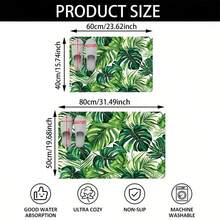 1pc Green Leaf Pattern Design Microfiber Bath Rug,Non-Slip And Soft Bathroom Mat,Doormat, Water Absorption Mat,Machine Washable,Low Pile,TPR Backing,Knit Fabric,ForBedroom,Kitchen,Entryway,Indoor Use,Accessories & Home Decor, Perfect New Home Gift. - Multicolor - View 3