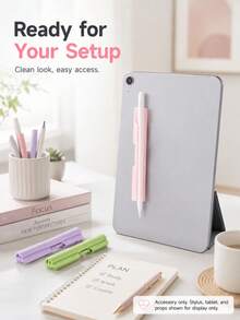 1pc Silicone Stylus Pen Holder, Adhesive-Backed No-Drill Stylus Pen Fixer, Tablet Touch Pen Anti-Loss Pen Stand, Suitable For Tablet/Phone Case/Laptop/Office Study Accessories, Multiple Colors Available - Multicolor - View 8