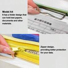 Bolso portátil de almacenamiento de archivos con estilo de macarrón en tamaño A5/A4, organizador de documentos con asa y correa de moda, con portapapeles incorporado, ideal para la oficina y el estudio, puede almacenar estuche de lápices, cuaderno y varios archivos - Varios estilos - Ver 10