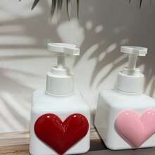 White Heart-Shaped Squeeze Empty Bottle Red Pink Heart Style, Suitable For Hand Soap/Body Wash/Shampoo/Lotion/Makeup Remover/Cosmetics, Portable Squeeze Bottle, Suitable For Hotel And Daily Use, Holiday Essential, Home And Travel Essential - Multicolor - View 2