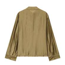 Women's Chinese Style Stand Collar Vintage Frog Button Long Sleeve Loose Blouse - Brown - View 6