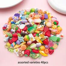 Random 20/30/40pcs Cute 3D Resin Mixed Mini Charms, Cartoon Fruit Animal Pendants For DIY Earrings Necklaces Handmade Jewelry Making Craft Supplies - Multicolor - View 13