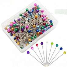 100/200/300Pcs Positioning Sewing Pins With Faux Pearl Heads, Straight Quilt Pins, Multi-Color Ball Head Pins, With Hanging Plastic Storage Box, Suitable For DIY Sewing Crafts, Clothing Making, Jewelry Decoration And Fabric Production. - Multicolor - View 13