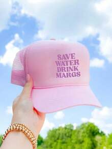 1pc Women's Outdoor Printed SAVE WATER Adjustable Rope Sponge Mesh Cap, Sun Protection Casual Hat For Spring/Autumn Travel, Fashion Versatile Sun Hat For Men And Youth, Y2K Style - Baseball Mesh Cap - View 12