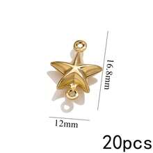 20Pcs Double Hole Link Connectors, 18K Gold Plated Stainless Steel Tarnish Resistant Heart Star Shell Moon Shape Charms For DIY Jewelry Making - Double Hanging Connector - View 33