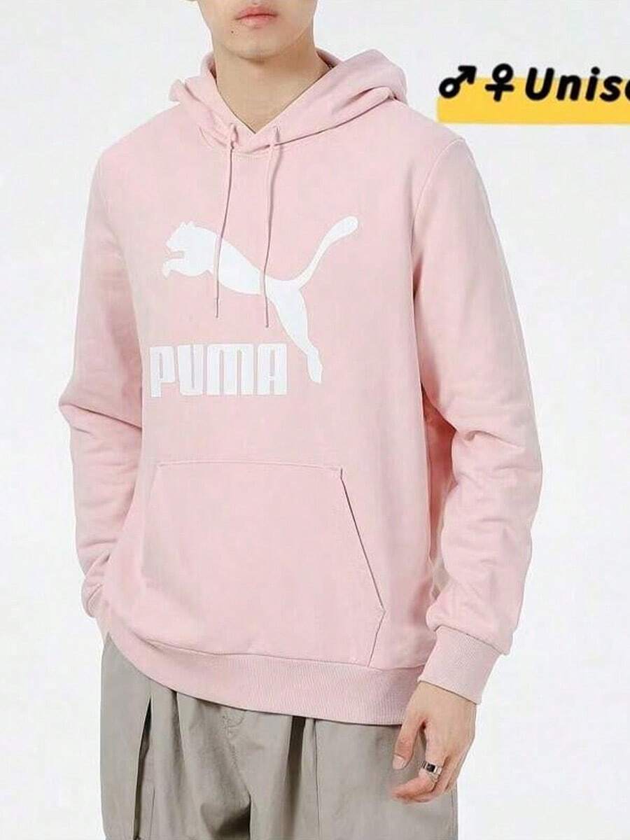 Puma 彪馬男女同款中性款休閒連帽運動衛衣套頭衫531370 - 粉色 - 查看 1