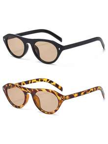 1PC/2PCS Women's Sunglasses New Personalized Retro Oval Frame Minimalist Cool Chic High-End Texture Daily Street Commute Outfit Driving Travel Beach Vacation Photo Versatile Style - Multicolor - View 20