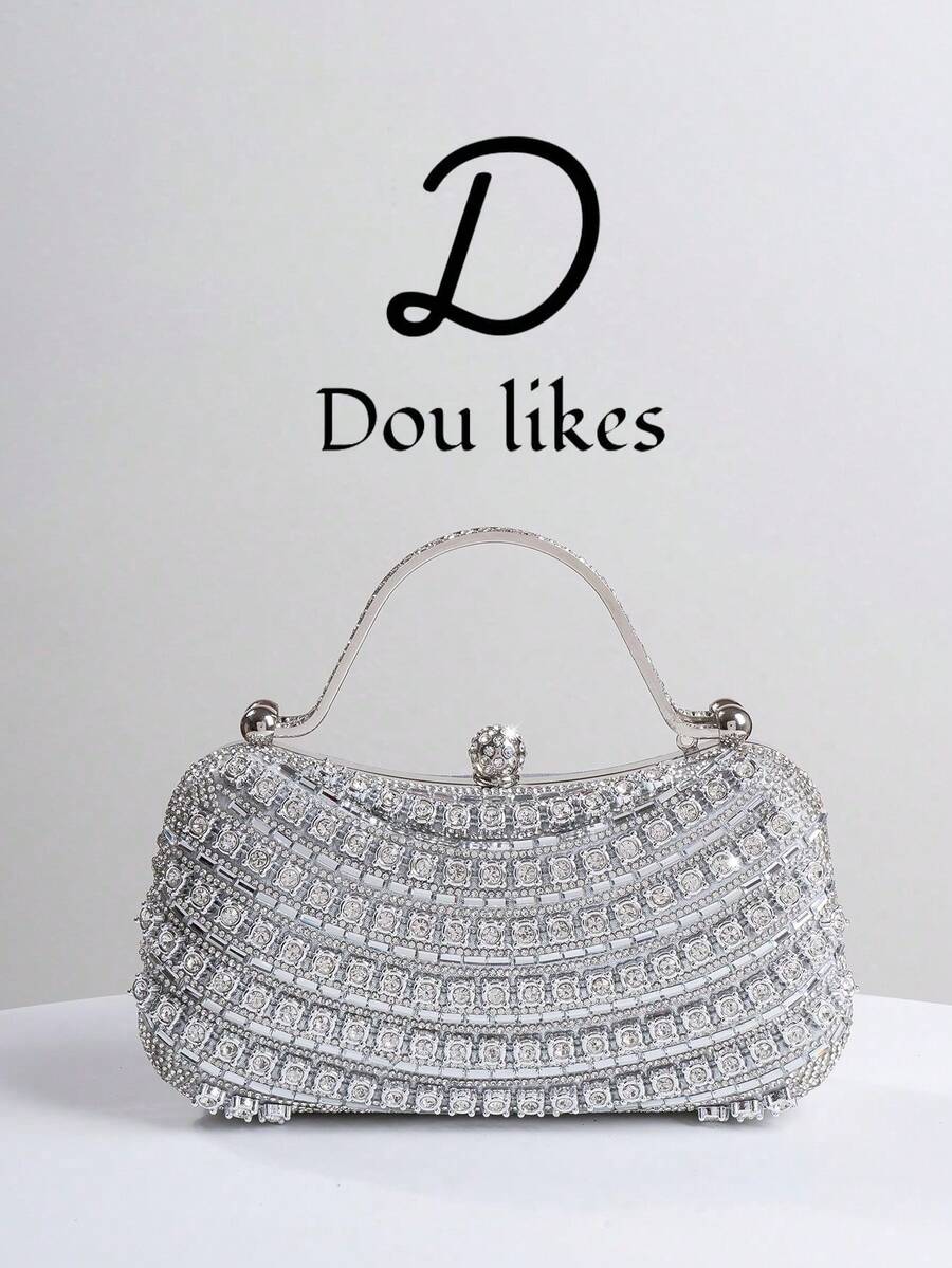 Women's Handbag With Sparkling Crystal Embellishments And Gemstone Hardware, Suitable For Weddings, Parties, Galas, Valentine's Day Gifts, And Birthday Presents. - 玫瑰金 - 查看 1