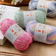 3pcs Gradient Dye Lace Yarn, Bamboo Fiber Yarn Breathable Crochet Yarn, Summer Linen Blend Medium Fine Bamboo Charcoal Thread, Soft Knitting Yarn For Scarves, Cardigans, Autumn Summer Tops, Hats, Sweaters & Shawls DIY Craft Christmas Decoration - Multicolor - View 7