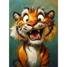 1 Stück DIY Cartoon Tiger Muster 5D Diamant Malerei Set, geeignet für erwachsene Anfänger DIY Mosaik Diamant Kunst, Vollbohrung handgefertigte Enthusiasten Selbstdesign DIY Diamant Malerei, anwendbar für Wohnzimmer, Schlafzimmer, Büro Wanddekoration Hängendes Gemälde, Überraschungs Feiertags Heimdekoration Geschenk für Familie und Freunde, Rahmenlos [30*40cm/11.8*15.7in][40*50cm/15.7/19.7in] - Kein Rahmen - Übersicht 1