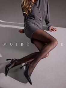 MOIRÉALLURE 1Pair Of Thigh-High Stockings Suitable For Daily Commute, Nightclub And Various Styling Needs - Black - View 7