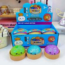 1pc Style Stress Relief Toy, Highly Attractive Soft Silicone Squeeze Dumpling Slow Rebound Squishy, Glitter Dumpling Squishy With Box 7 Colors Dumpling Squeeze Toy, Soft Touch Slow Rebound, Relaxing Toy Squeeze Without Deformation, Suitable For Classroom Rewards, Party Gifts, Birthday Gifts, Holiday Gifts - Multicolor - View 3
