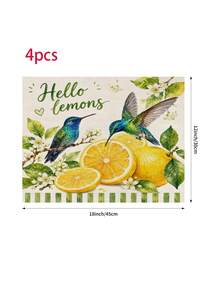 1pc Summer Lemon Pattern Table Runner, Placemat, Pillowcase. Pastoral Style, Spring/Summer Home Kitchen Decor, Suitable For Spring/Summer Home Kitchen Decoration And Party Decoration - Multicolor - View 16