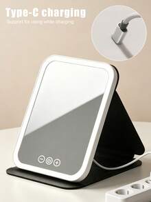 LED 化妆镜 - 3 种颜色灯光模式（白光/自然光/暖光），USB 充电式化妆镜，亮度可调，便携式折叠设计，适合居家、旅行和宿舍使用，是送给女性的完美圣诞节、生日、母亲节礼物（电池容量：350mAh/600mAh） - 彩色 - 查看 9