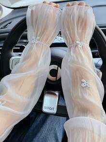 Women's Bowknot Ice Silk UV Protection Arm Sleeves, New Summer Sun Protection Gloves, Wide Fairy Style Cooling Sleeves - Butterfly - View 2