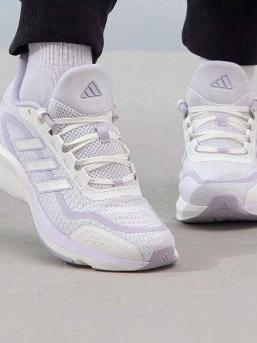 Adidas 阿迪达斯男鞋，夏秋季运动鞋，男士跑步鞋，新款网面鞋，旅行休闲鞋 - 白/紫色 - 查看 1