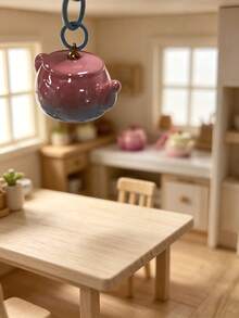 Miniature Teapot Ornament Set, Cute Glazed Ceramic Teapot Hanging Decor, Miniature Dollhouse Decoration, Collectible Miniature Tea Room Decor, Party Favor Gift - Multicolor - View 5