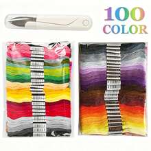 Juego de hilo de bordado arcoíris premium con tijeras, 50/100 colores de hilo para punto de cruz, hilo para costura a mano DIY, kit de inicio ideal para principiantes de bordado - Varios estilos - Ver 10