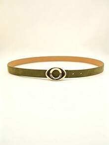 Women's Suede Belt, Multi-Color Gold Oval Metal Buckle, Versatile Decorative Belt, Suitable For Jeans And Dresses, Vintage Bordeaux Burgundy And Dark Brown - A - View 15