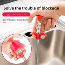 Herramienta para eliminar obstrucciones de drenaje, desatascador de tubería con agarre de resorte flexible, limpiador de drenaje de 4 garras de uso rudo, herramienta para atrapar cabello y desatascar drenajes, apta para fregadero de cocina, drenaje de baño, bañera, ducha, limpieza de inodoro, incluye guantes desechables - C - Ver 7