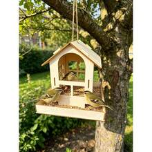 Wooden Assembled Birdhouse, Balcony Hanging Garden Decor To Attract Birds, Hanging Outdoor Garden Decoration, Bird Cage, Hanging Bird Feeder - Perfect For Garden And Patio Decor, Outdoor Bird Feeder | Rustic Style | - Maple - View 2