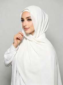 1pc 3 In 1 Instant Chiffon Hijab With Built-In Magnets And Undercap/All-In-One Instant Hijab--No Pins, Slip-Free Fit, Easy Wear In Seconds. - White - View 5