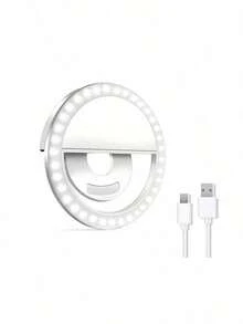 Portable LED Selfie Ring Light, 3-Level Adjustable Brightness – USB Charging, Battery Powered Or Handheld Use, Suitable For Live Streaming, Video Calls And Outdoor Photography Fill Light – White/Pink/Blue/Black 4 Colors Available, Enhance Selfie Effect | Elegant Lighting | LED Lighting Technology - Multicolor - View 10