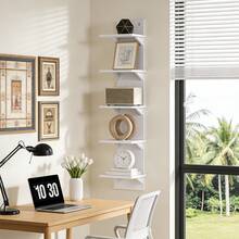 LOVEWE 5 Tier Wall Shelf Unit,White Vertical Floating Shelf-Narrow Decorative Wall Mount Modern Wall Decor Shelves For Bedrooms - 5th Floor - View 3