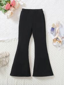 Young Girl' Flared Pants 2025 New Design Summer Lightweight Solid Color Versatile Casual Bootcut Long Trousers - Black - View 1