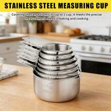 Measuring Cups, Stainless Steel Measuring Cups With A Storage Bag For Cooking & Baking, Dishwasher ,Includes 7 Measuring Cups (1/8 Cup, 1/4 Cup, 1/3 Cup, 1/2 Cup, 2/3 Cup, 3/4 Cup, 1 Cup). From Baking And Seasoning To Savory Dishes - 7pcs - Big Ears - View 10