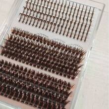 [Lowest Price In 30 Days]160pcs D-Curl Fluffy 80D Brown Colored Lightweight Cluster False Eyelashes, Thick & Voluminous Individual Lashes, Natural Brown Makeup, Soft & Comfortable, Suitable Eyelash Extension At Home, Eyelash Clusters, - D 6 - 查看 6
