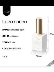 4 cores JTING Top Coat Gel Sem Necessidade de Limpeza, Esmalte de Unhas Gel com Brilho Cintilante, Acabamento de Alto Brilho, Livre de TPO/Hema, Esmalte de Unhas Gel de Longa Duração, Gel Transparente para Salão de Unhas Profissional e DIY - Visão 6