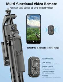 AXNEN Tripod Stabil Pelacak Wajah AI Cerdas untuk Smartphone, Tongkat Selfie Bluetooth, Stabilizer Ponsel, Tongkat Selfie Bluetooth Aluminium 3-in-1 yang Dapat Diperpanjang, Untuk iPhone 16/15/14/13/12 Pro, Ponsel Android, Hitam - Satu-Ukuran - View 4