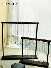 TONVIC 1PC/2PCS Walnut Color Iron Hook Fashion Necklace Display Stand, Jewelry Shop Accessories Necklace Organizer Rack, Home Jewelry Necklace Storage - 彩色 - 查看 12