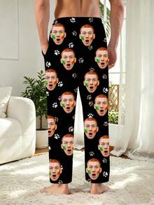Personalized Custom Men's Pajama Pants, Casual Long Pants With Pockets, Funny Face Print Design, Couple Matching Outfit, Unique Memorial Gift For Boyfriend/Girlfriend, Family And Friends, Christmas Gift - Multicolor - View 3