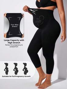 Maternity High Waist Abdominal Support Capris With Expandable Belly Panel Black Summer - Black - View 1