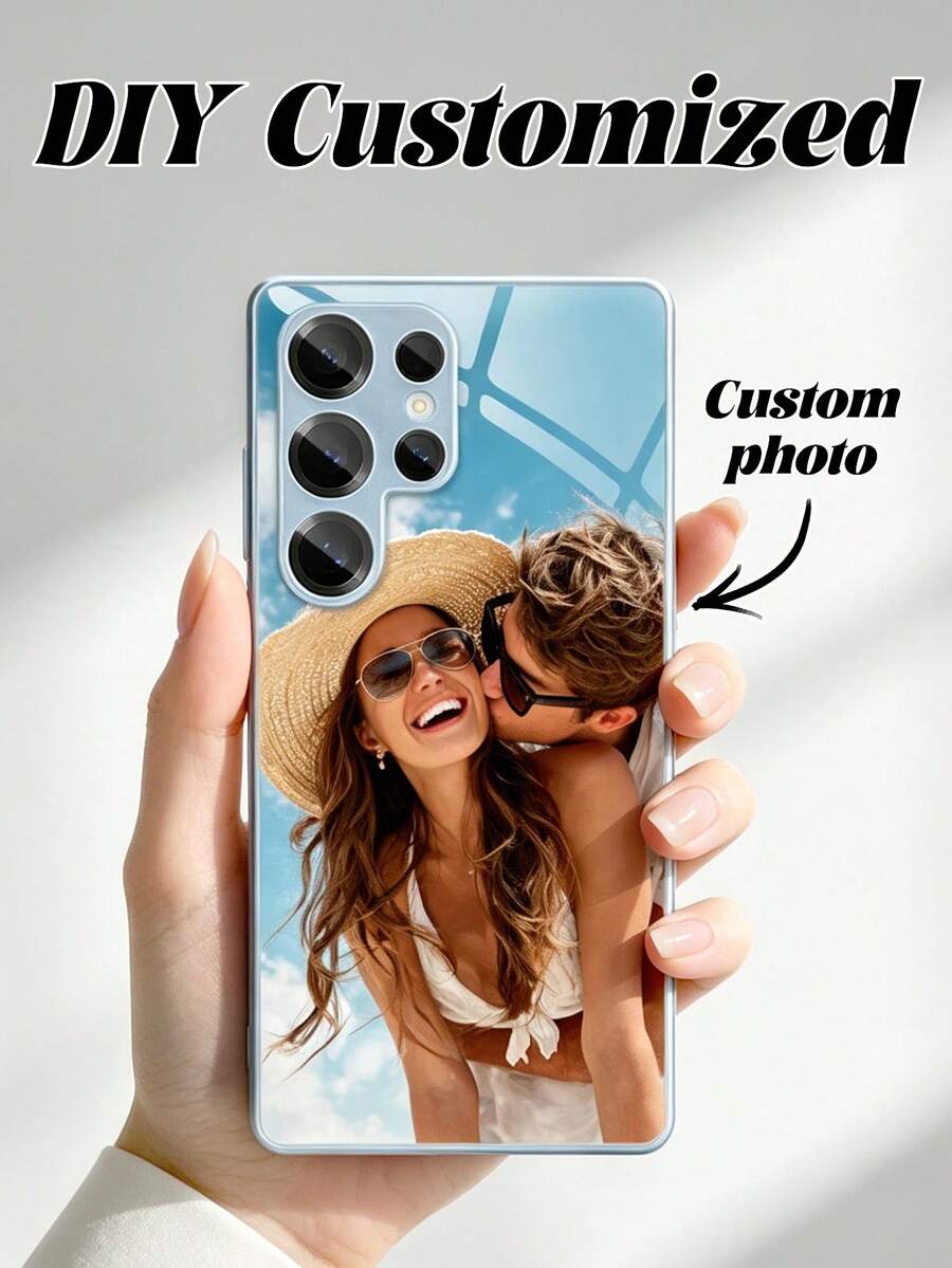 1 Stück anpassbares Rosenrosa/Blaues Handyhülle, geeignet für Familie, Paar und Freunde, unterstützt personalisierte Anpassung mit Foto-Hinzufügung, kompatibel mit iPhone 17 Pro Max/17 Air/17e/17 Pro/17 Matt/16/15/14/13 und S26 Ultra/S24 Ultra/S25 Ultra, Militärischer Schutzgrad, lustiges Weihnachtsgeschenk für Freunde - Blau - Übersicht 1