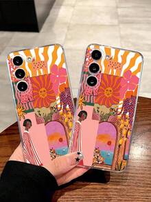 Lucky 美學條紋太陽豹手機殼 軟殼保護套，適用於 Honor、Galaxy A04e/12/A13/A14/A34/A50/A52/A53/A54/S21/S22/S23/S24/S25/S25Ultra/S25FE/S26/S26 PLUS/S26 ULTRA/S26 EDGE/6A/7A/8A/12T/13T/15T/15 TPRO - 無色 - 查看 2