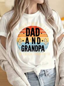 Soft Cotton Summer T-ShirtWomen And Men T-Shirts With Round Neck And Short SleevesI Have Two Titles Dad And Grandpa And I Rock Them Both Vintage Sunset T Shirt For Men Fathers Day GiftFun Pr - 白色 - 查看 1